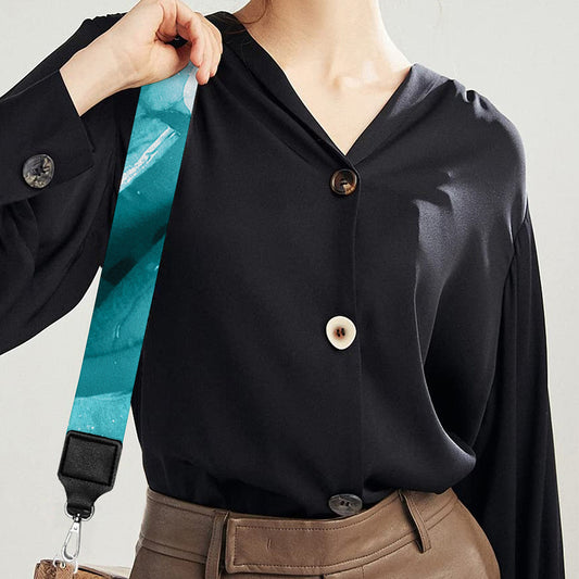 Turquoise Rose Flower Print Bag Strap