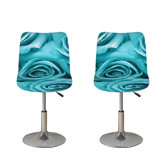 Turquoise Rose Flower Print Bar Stool Covers