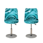 Turquoise Rose Flower Print Bar Stool Covers