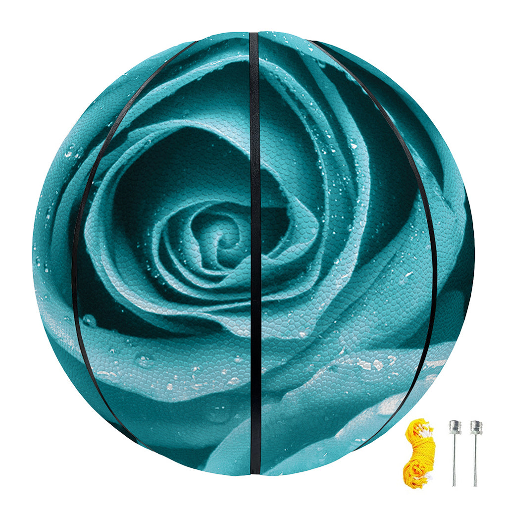 Turquoise Rose Flower Print Basketball