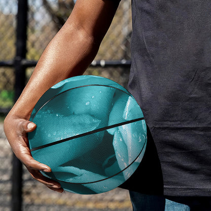 Turquoise Rose Flower Print Basketball