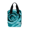 Turquoise Rose Flower Print Bible Tote Bag