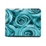 Turquoise Rose Flower Print Bifold Wallet