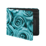 Turquoise Rose Flower Print Bifold Wallet