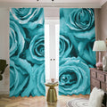 Turquoise Rose Flower Print Dimout Pencil Pleat Curtains