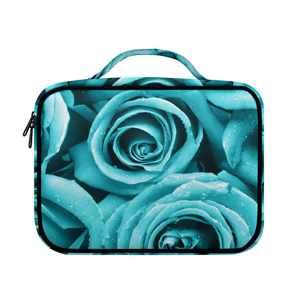 Turquoise Rose Flower Print Briefcase Bible Bag