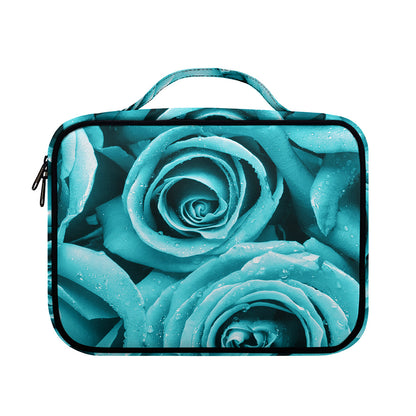 Turquoise Rose Flower Print Briefcase Bible Bag