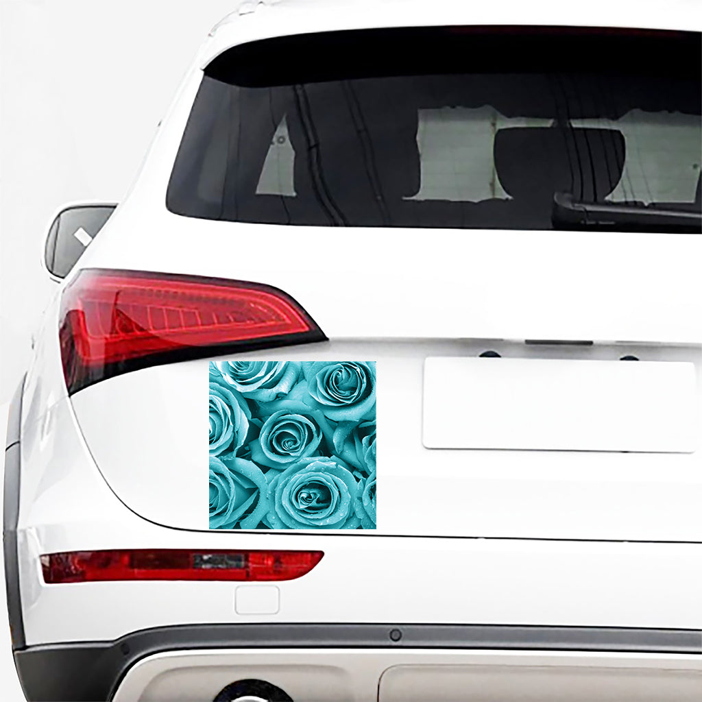 Turquoise Rose Flower Print Car Sticker