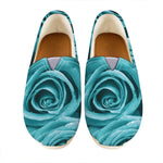 Turquoise Rose Flower Print Casual Shoes
