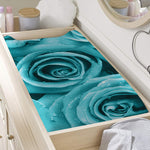 Turquoise Rose Flower Print Changing Pad Cover