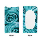 Turquoise Rose Flower Print Changing Pad Cover