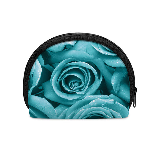 Turquoise Rose Flower Print Coin Purse