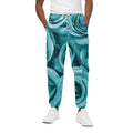 Turquoise Rose Flower Print Cotton Sweatpants