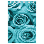 Turquoise Rose Flower Print Curtain