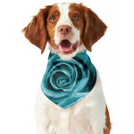 Turquoise Rose Flower Print Dog Bandana