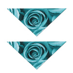 Turquoise Rose Flower Print Dog Bandana