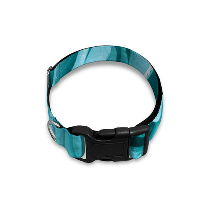 Turquoise Rose Flower Print Dog Collar