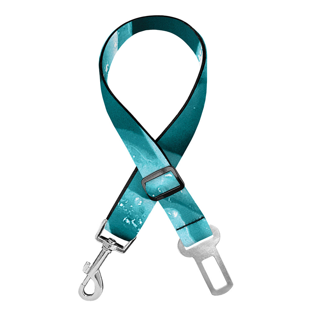 Turquoise Rose Flower Print Dog Seat Belt