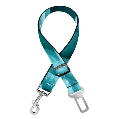 Turquoise Rose Flower Print Dog Seat Belt