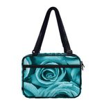 Turquoise Rose Flower Print Double Strap Bible Bag