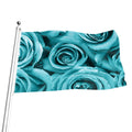 Turquoise Rose Flower Print Flag