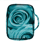 Turquoise Rose Flower Print Front Pocket Bible Bag