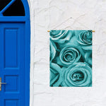 Turquoise Rose Flower Print Garden Flag