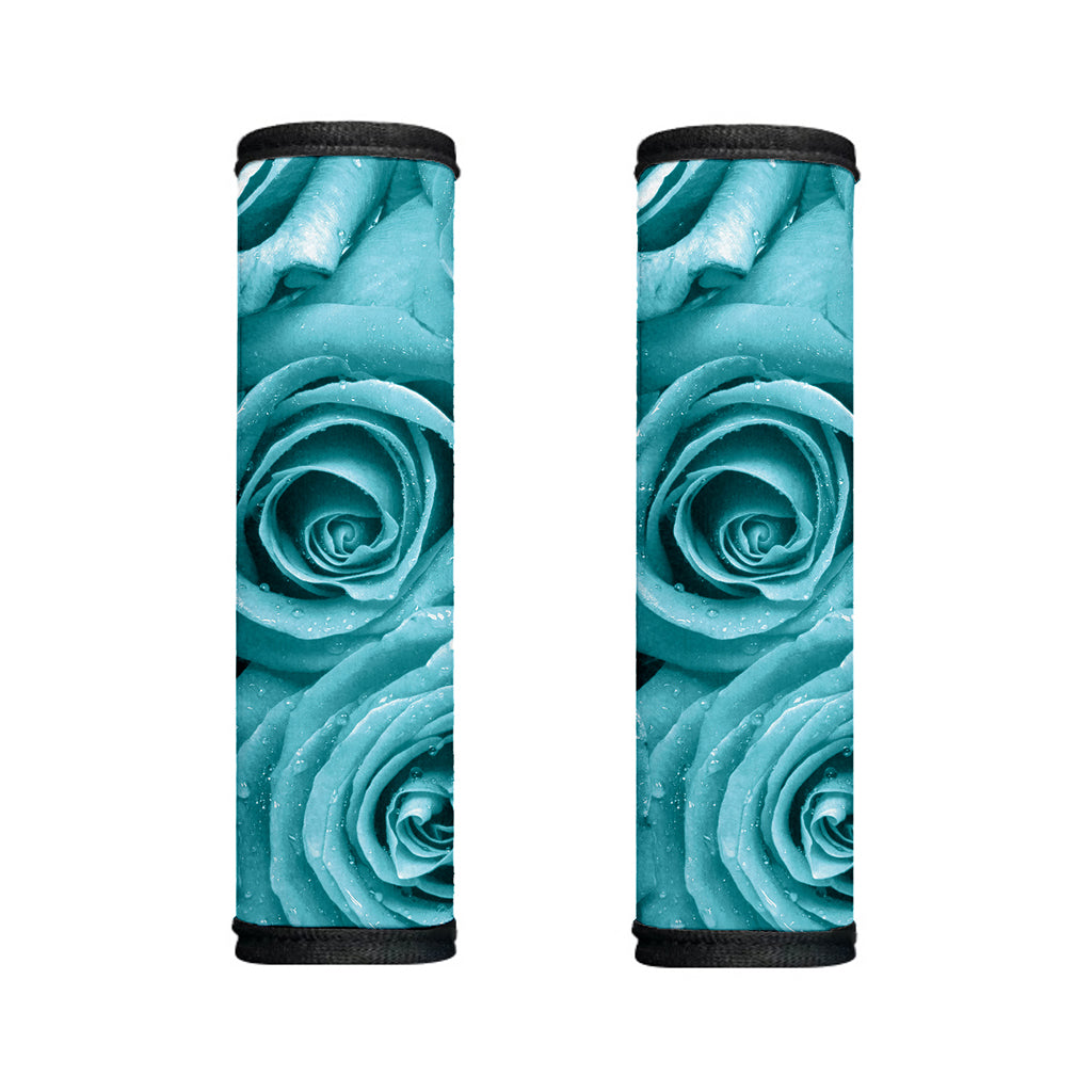 Turquoise Rose Flower Print Handle Covers