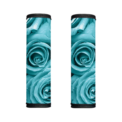 Turquoise Rose Flower Print Handle Covers