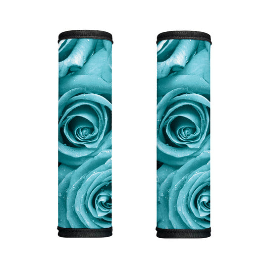 Turquoise Rose Flower Print Handle Covers