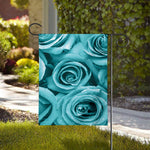Turquoise Rose Flower Print House Flag