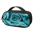 Turquoise Rose Flower Print Portable Cooler Travel Case