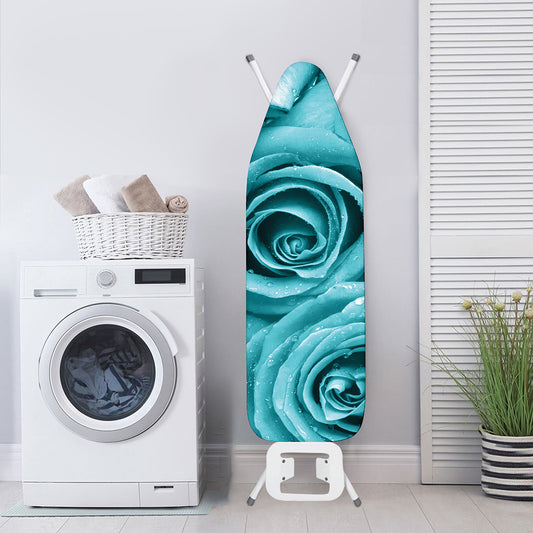 Turquoise Rose Flower Print Ironing Board Cover