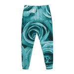 Turquoise Rose Flower Print Jogger Pants