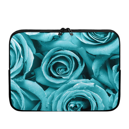 Turquoise Rose Flower Print Laptop Sleeve