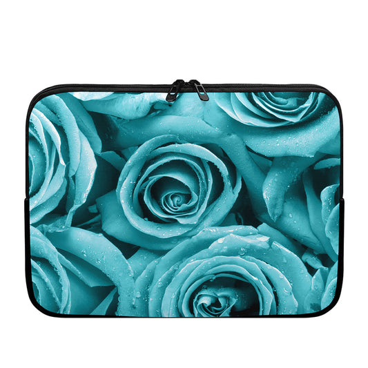 Turquoise Rose Flower Print Laptop Sleeve