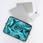 Turquoise Rose Flower Print Laptop Sleeve