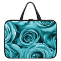 Turquoise Rose Flower Print Laptop Sleeve With Handle