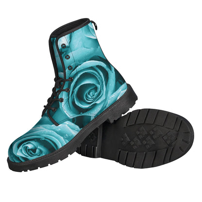 Turquoise Rose Flower Print Backpack