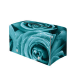 Turquoise Rose Flower Print Leather Tissue Box Cover