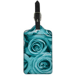 Turquoise Rose Flower Print Luggage Tag