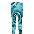 Turquoise Rose Flower Print Men's Leggings