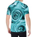 Turquoise Rose Flower Print Men's Shirt