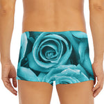 Turquoise Rose Flower Print Men's Short Boxer Briefs