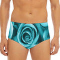 Turquoise Rose Flower Print Men's Triangle Swim Briefs