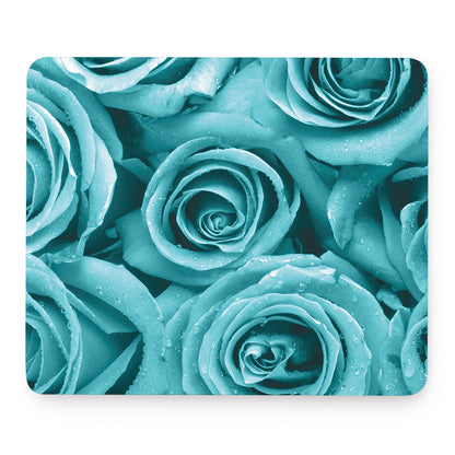 Turquoise Rose Flower Print Mouse Pad