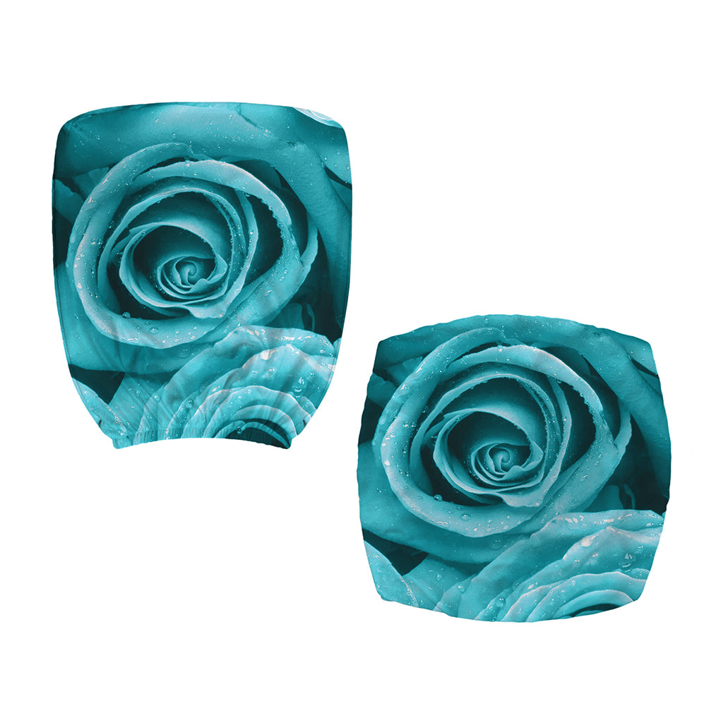 Turquoise Rose Flower Print Office Chair Cover