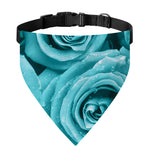 Turquoise Rose Flower Print Over The Collar Dog Bandana