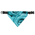 Turquoise Rose Flower Print Over The Collar Dog Bandana