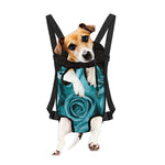 Turquoise Rose Flower Print Pet Carrier Backpack